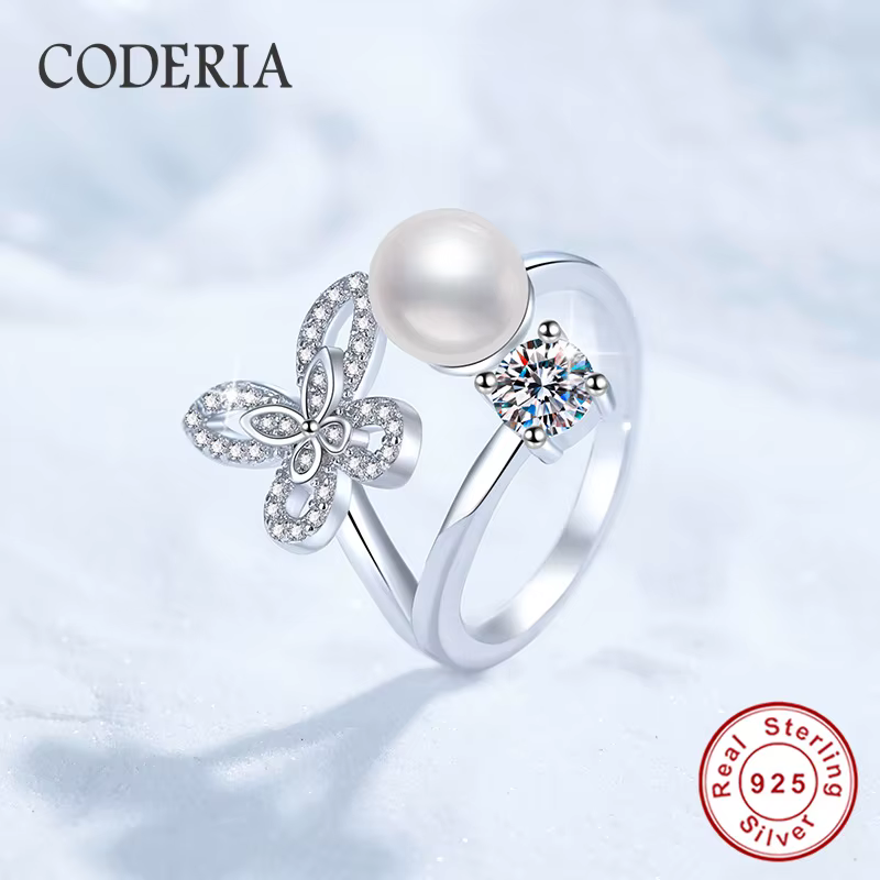 Bague Moissanite en argent S925 pour femme