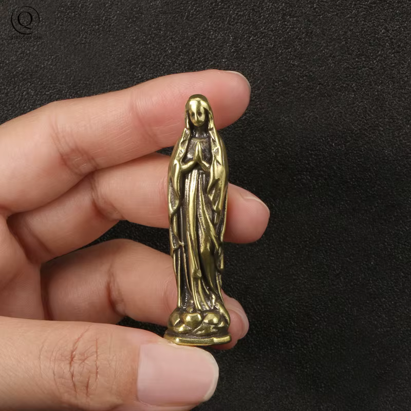 Pendentif Vintage en laiton vierge marie
