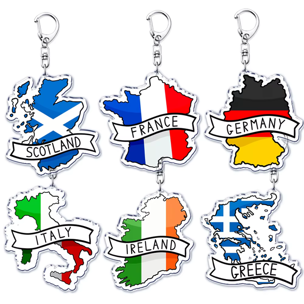 France ecosse pays cartes avec nom acrylique porte-clés