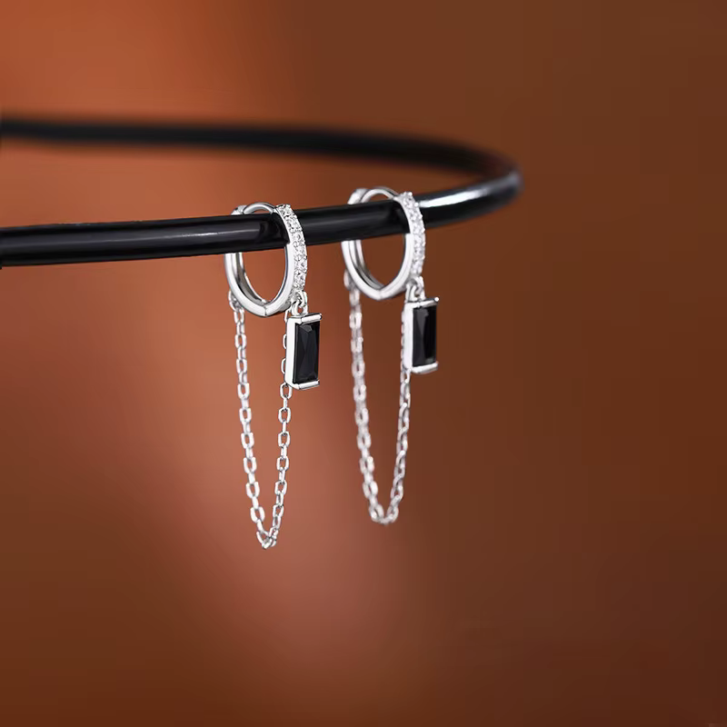 Boucles d'oreilles à pampilles en Zircon couleur argent pour femmes