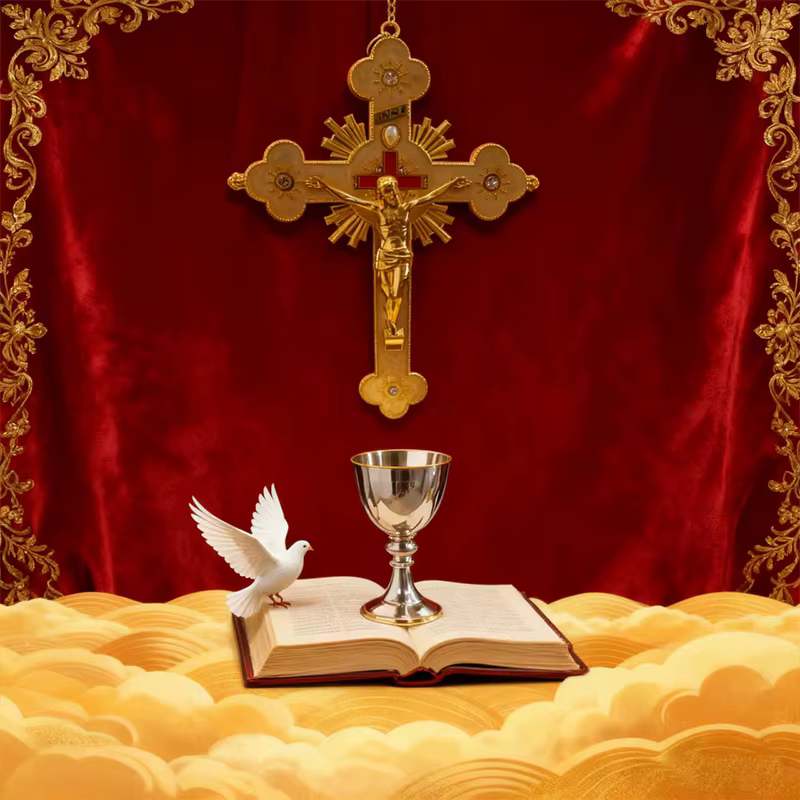 Chandelier d'autel portatif de masse de fournitures d'église de croix orthodoxe 2026 avec la Base de haute qualité fait à la main avec une boîte-cadeau exquise