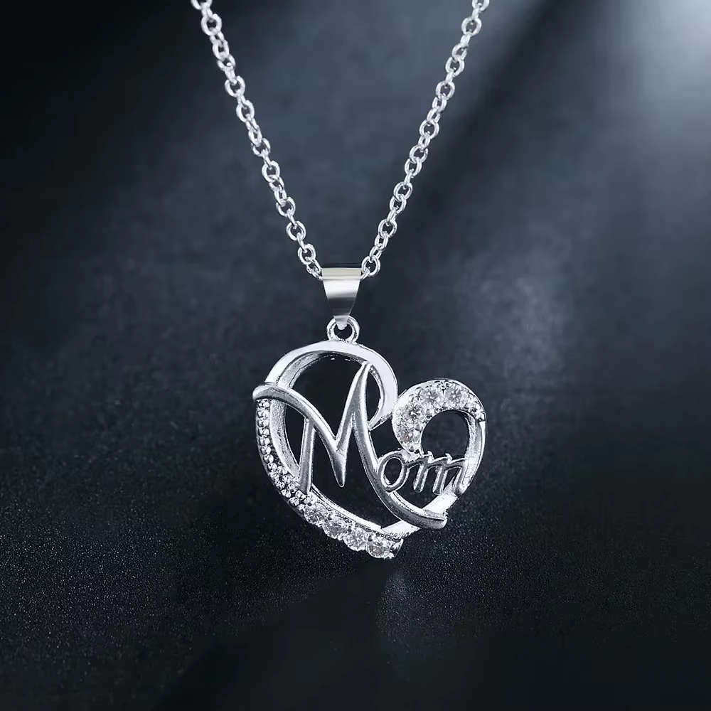 Cadeaux de fête des mères chauds 925 breloque en argent Sterling élégant maman AAA Zircon coeur pendentif collier pour femmes marques de mode bijoux