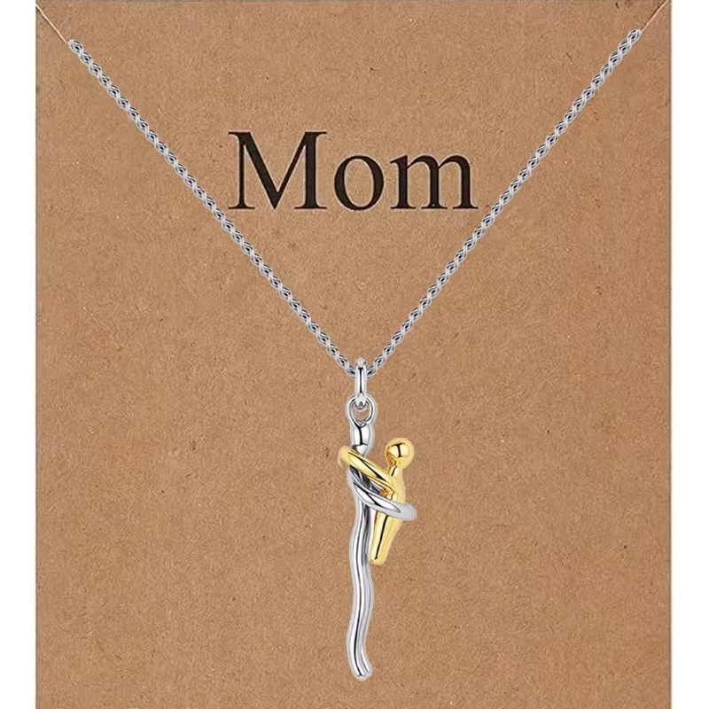 Collier câlin mère-enfant en argent Sterling bicolore