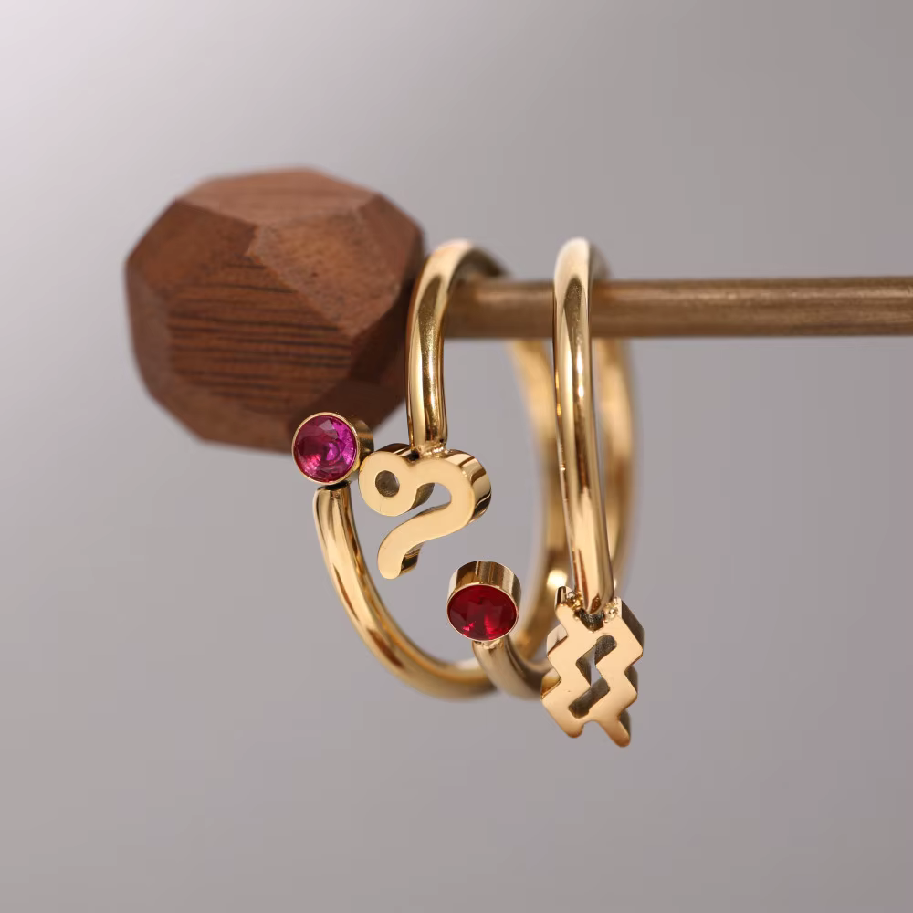 Bijoux du zodiaque en acier inoxydable plaqué or