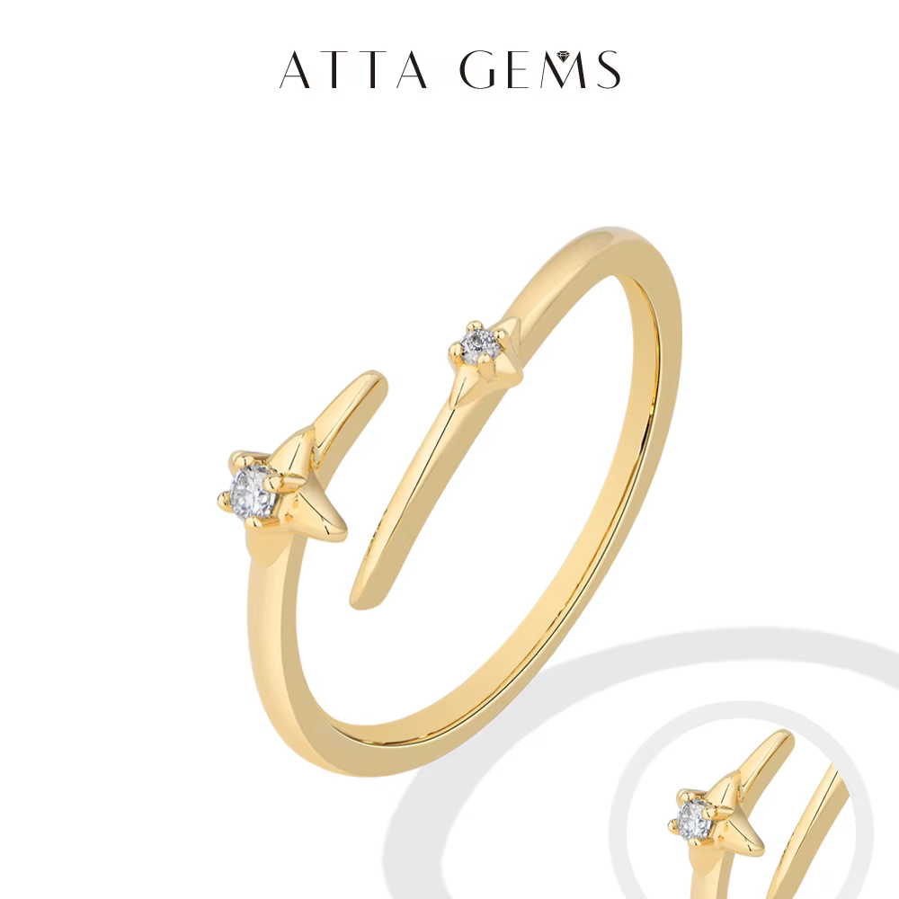 ATTAGEMS Bagues en Moissanite Synthétique Étoile
