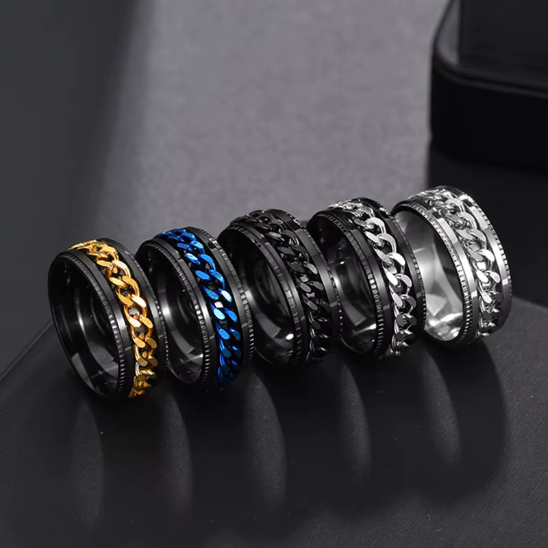Bague rotative en acier inoxydable pour hommes et femmes