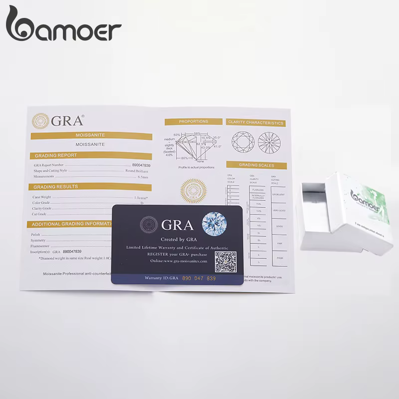 BAMOER D couleur Moissanite bague pour femmes diamant