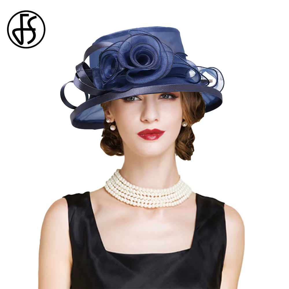 FS 2025 été plat haut pare-soleil chapeaux pour femmes fleur élégant mariage mariée fête chapellerie Protection UV Derby casquette femme