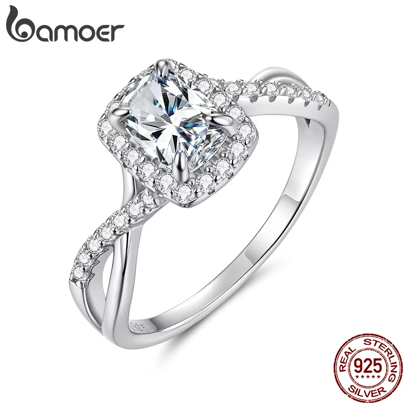 BAMOER – bague en Moissanite 1CT