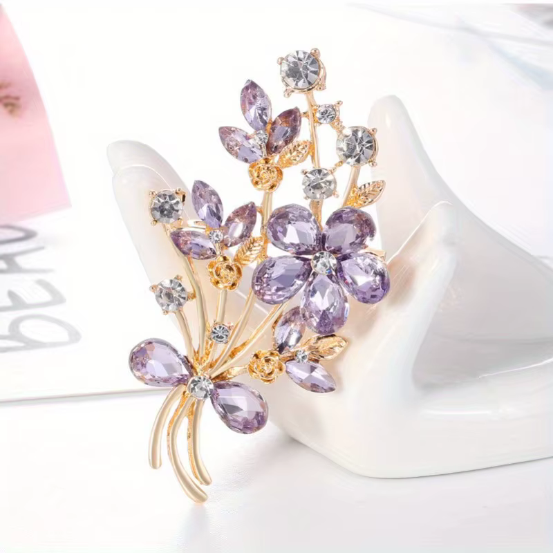 Broches de luxe en strass pour femmes et hommes