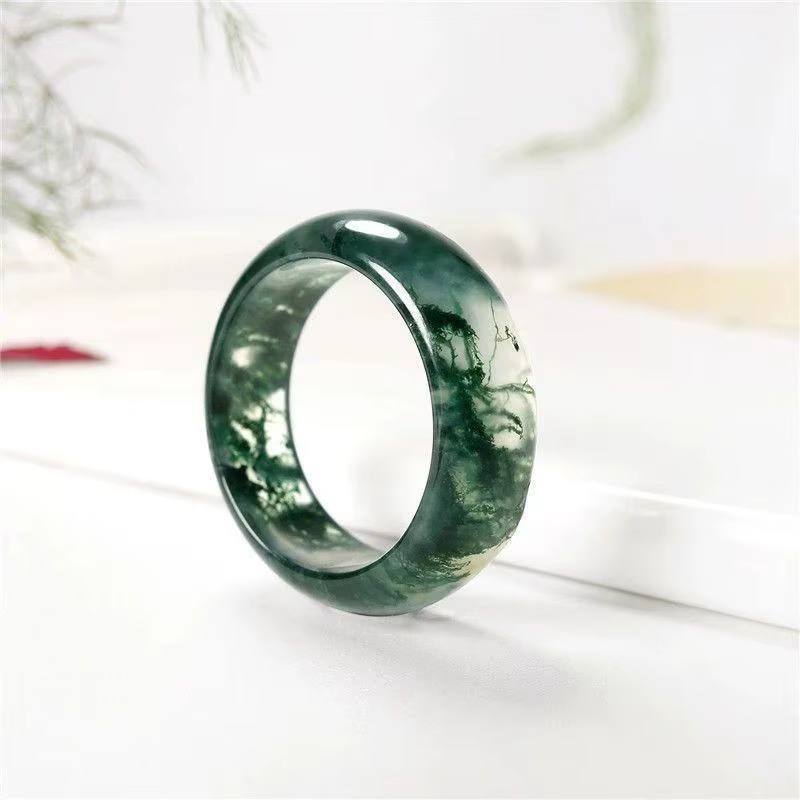 Bague en Agate d'herbe d'eau