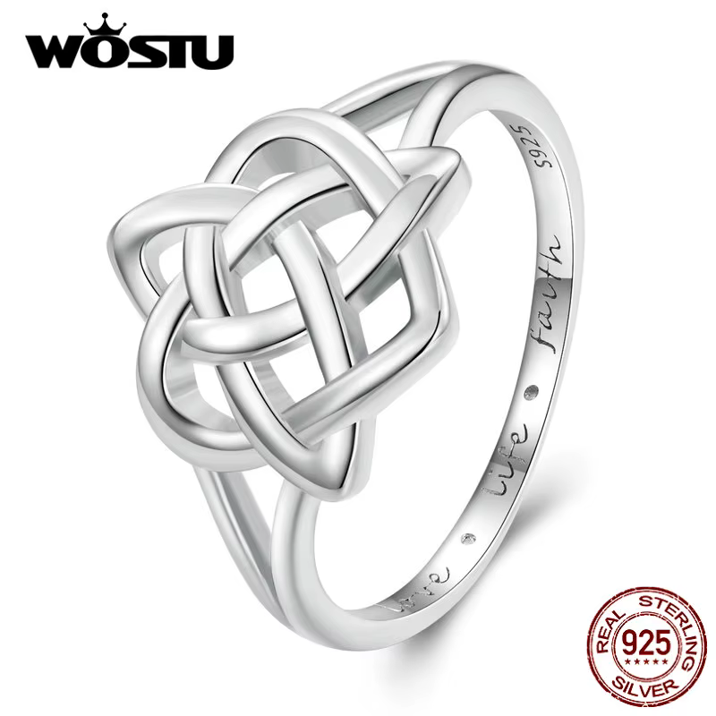 WOSTU – bagues à nœud celtique en argent Sterling 925 pour femmes