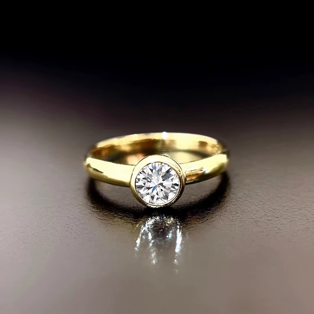 Bague en diamant véritable or 14 carats pour femmes