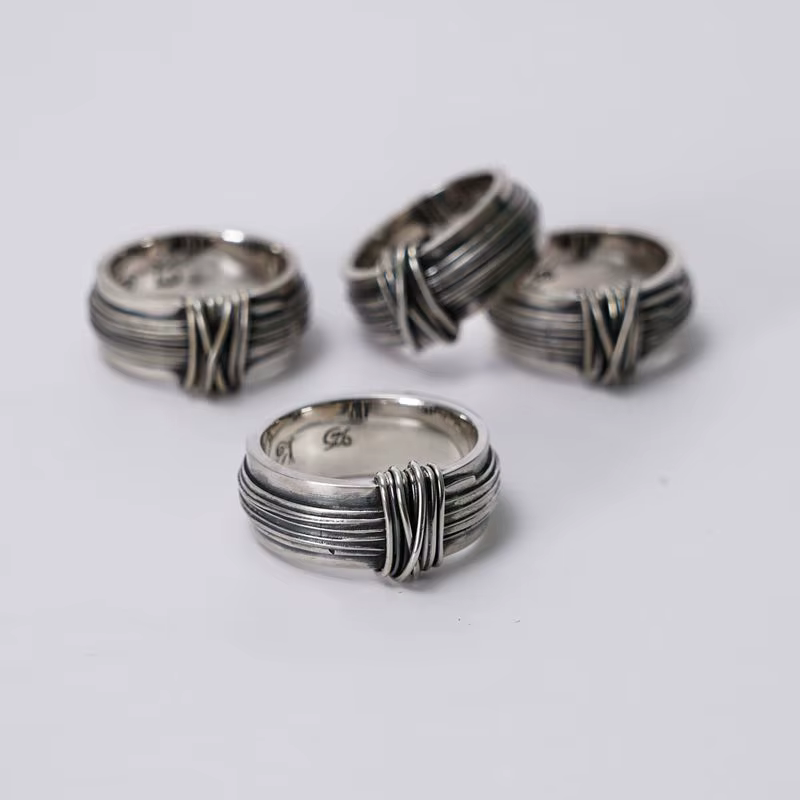 Bague en corde attachée vintage pour hommes et femmes