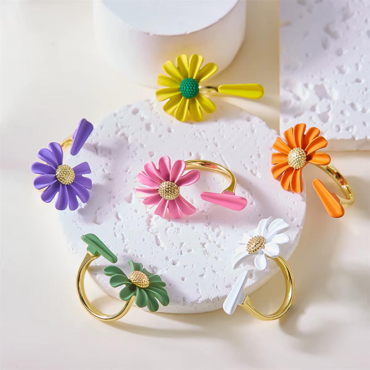Bagues Vintage en forme de marguerite pour femmes