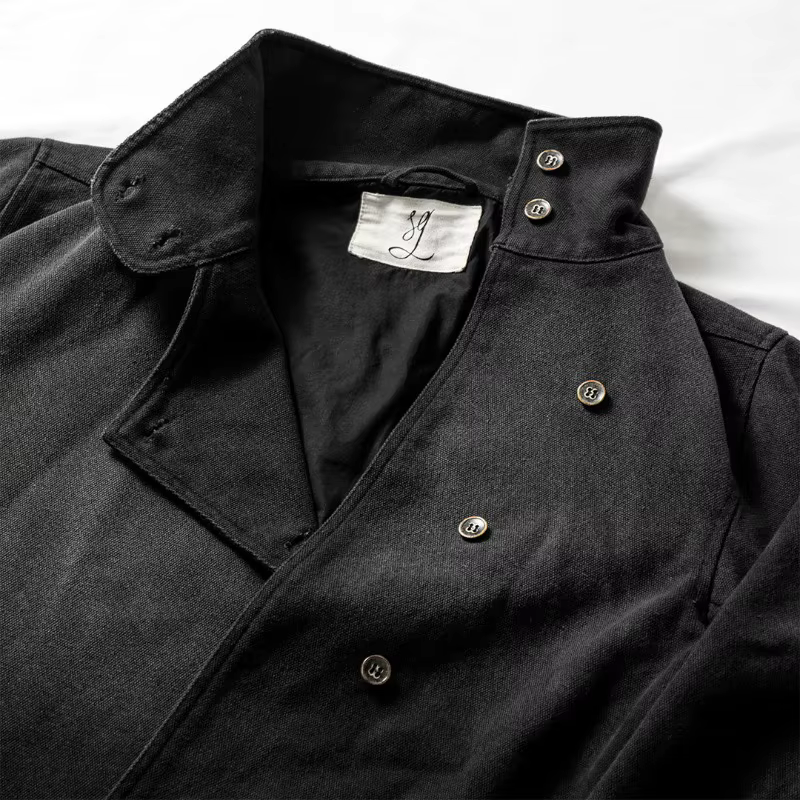 Veste courte à col asymétrique noir pour hommes et femmes