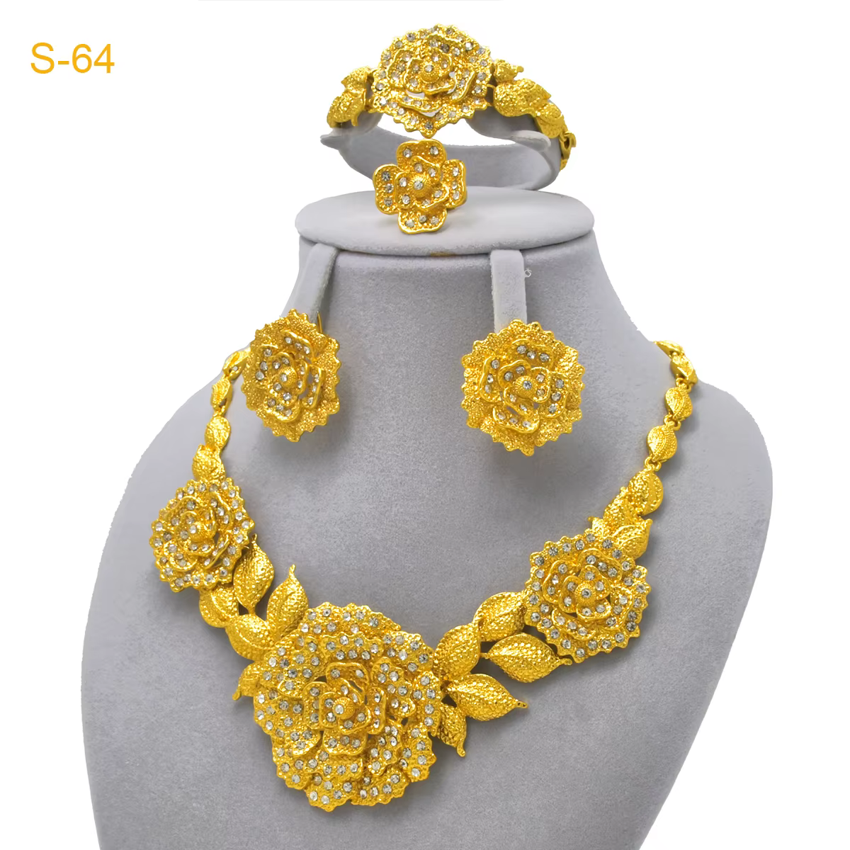 Ensemble de bijoux brésiliens plaqués or 24 carats pour femmes