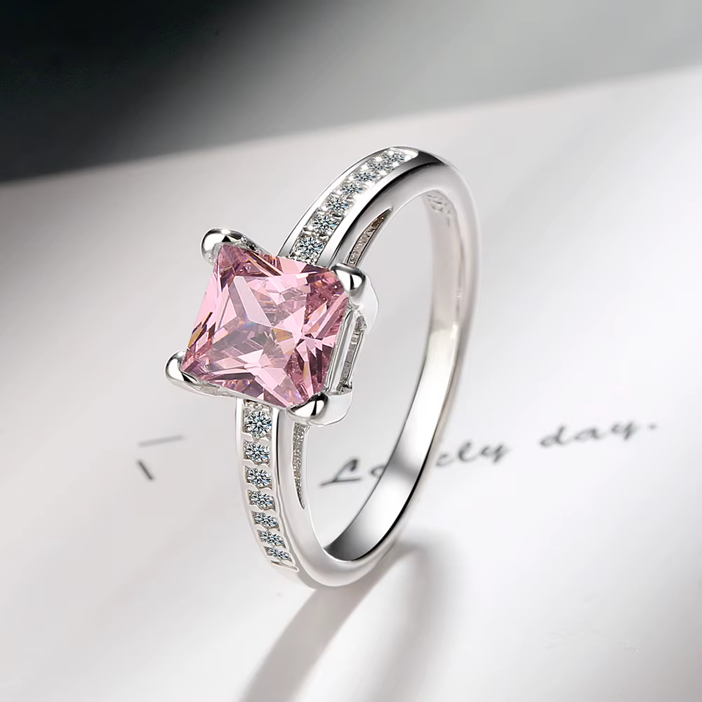 NOUVEAUX bagues en argent sterling 925 taille 5 # -10 # Zircon carré de haute qualité pour femmes