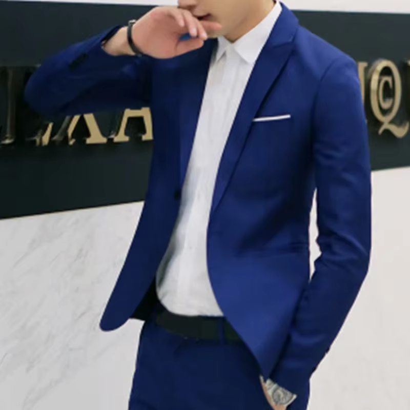 Veste de costume pour homme, formelle et décontractée, en mélange de coton, pour affaires, à un bouton, légère, élégante, coupe ajustée, adaptée