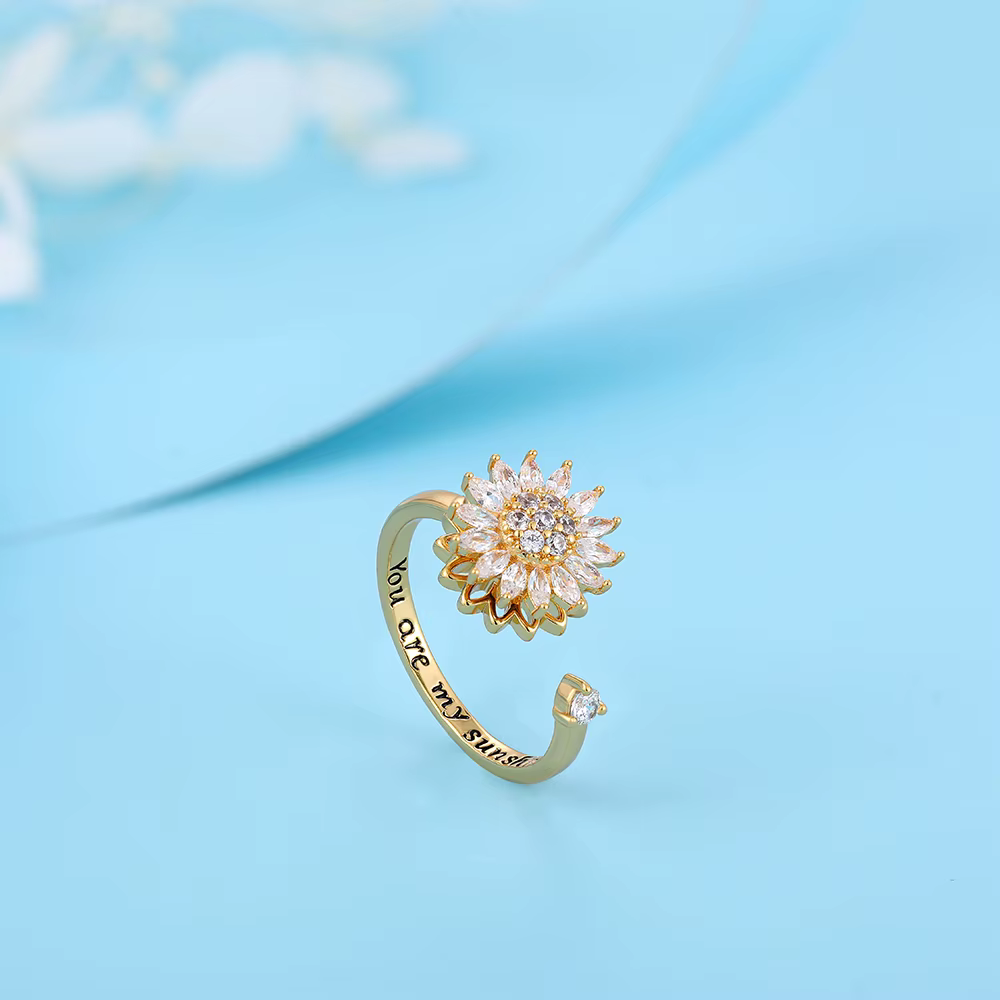 You Are My Médiateur light Sunflower Spinner Ring for Women