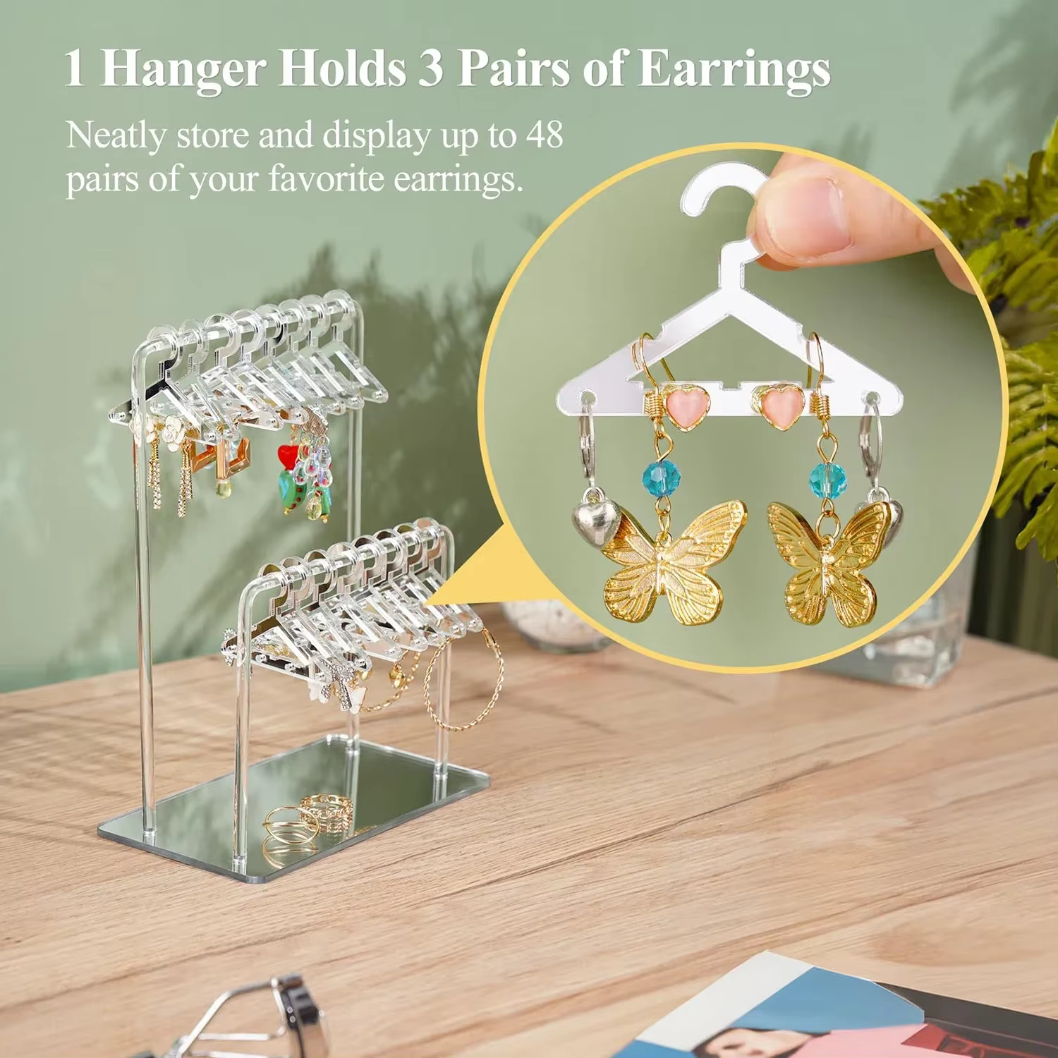 16 Pcs Hangers Shaped Jewelry Holder Personalized Earrings Display Racks Hanging Clothes Stand Storage