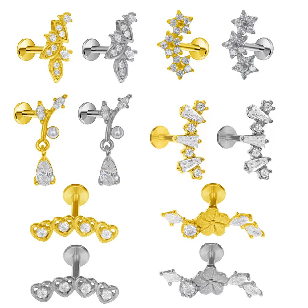 Boucles d'oreilles à dos plat en forme de feuille