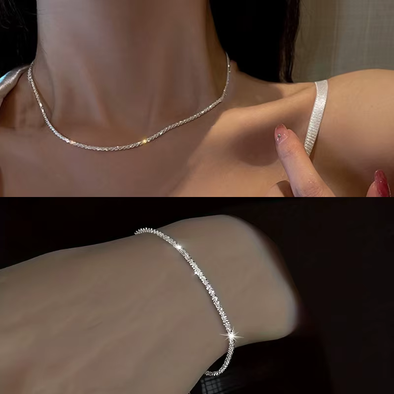 Ensemble de bijoux plaqué argent brillant pour femme