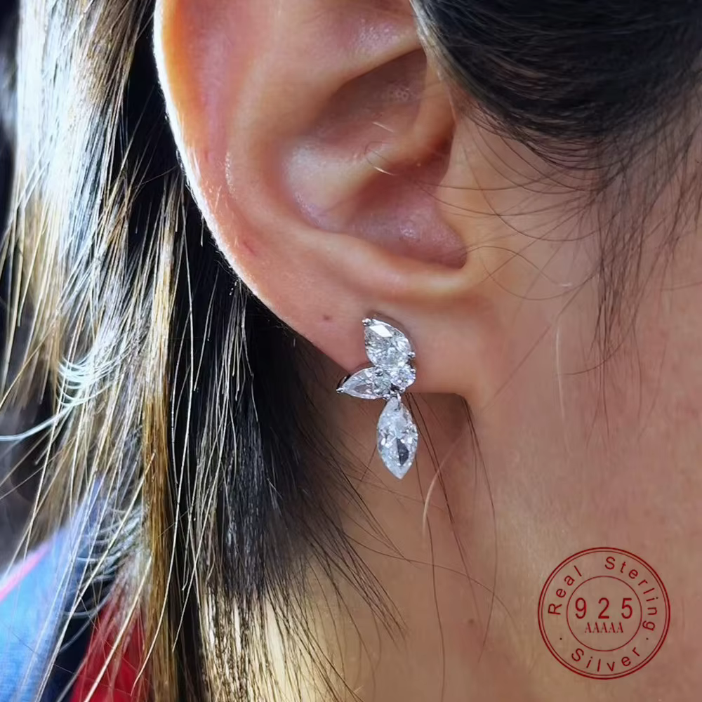 Boucles d'oreilles Marquise en argent Sterling 925 pour femmes