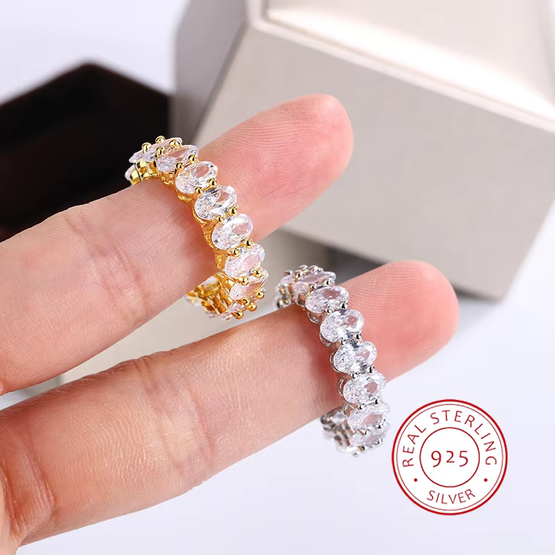 Bague de luxe en pierre de cristal blanc pour femme