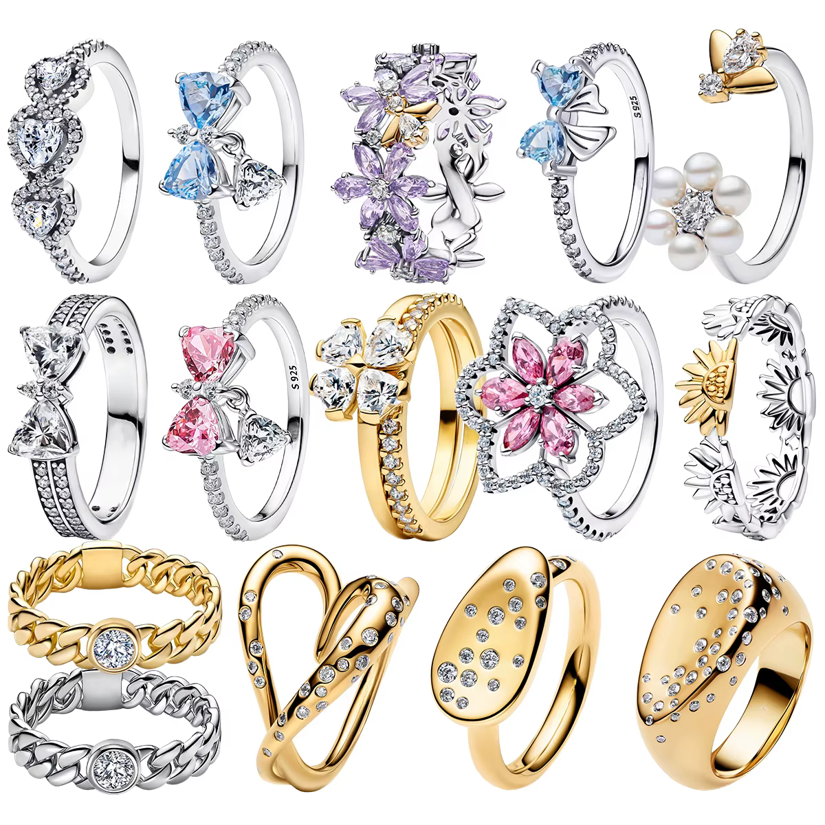 Bague Cœur Scintillante en Argent 925 Plaqué Or Luxe