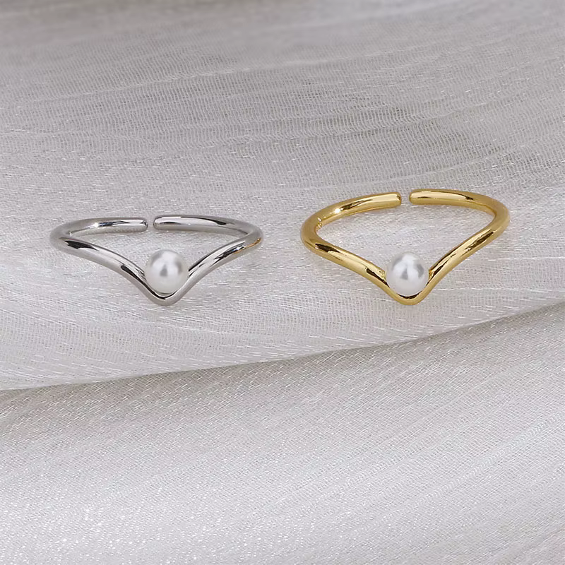 VIVILADY – bagues romantiques en forme de V en argent avec perles