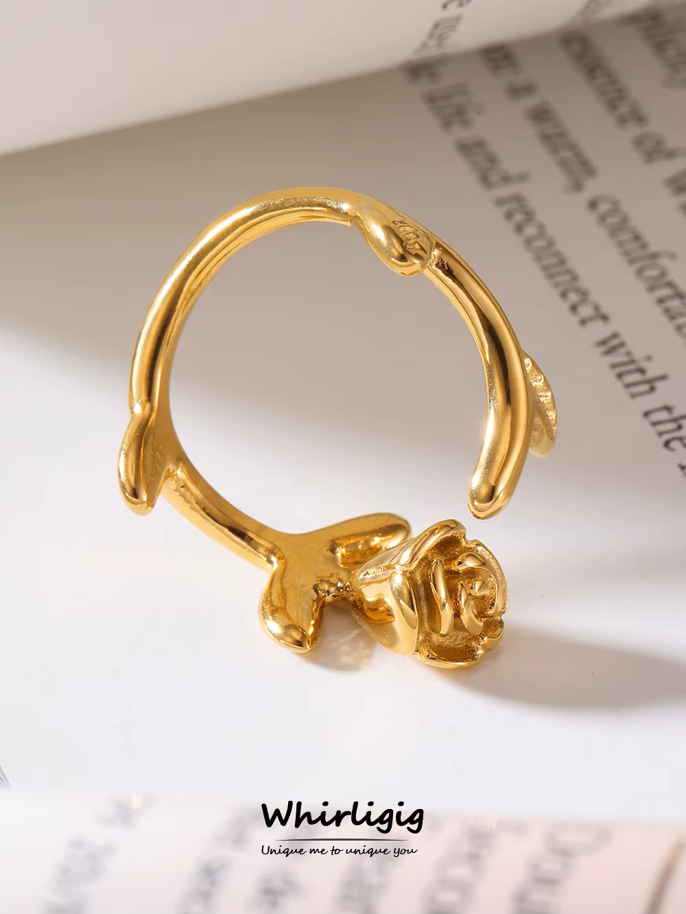 Belle bague en acier inoxydable plaqué or rose pour femmes