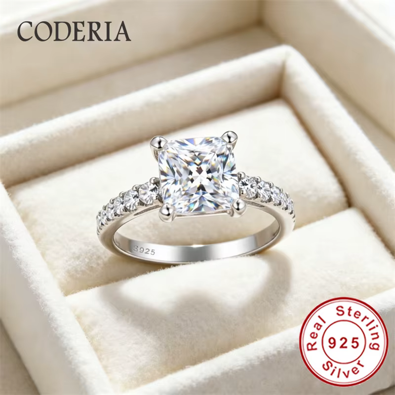 Bague de mariage en moissanite taille princesse 1