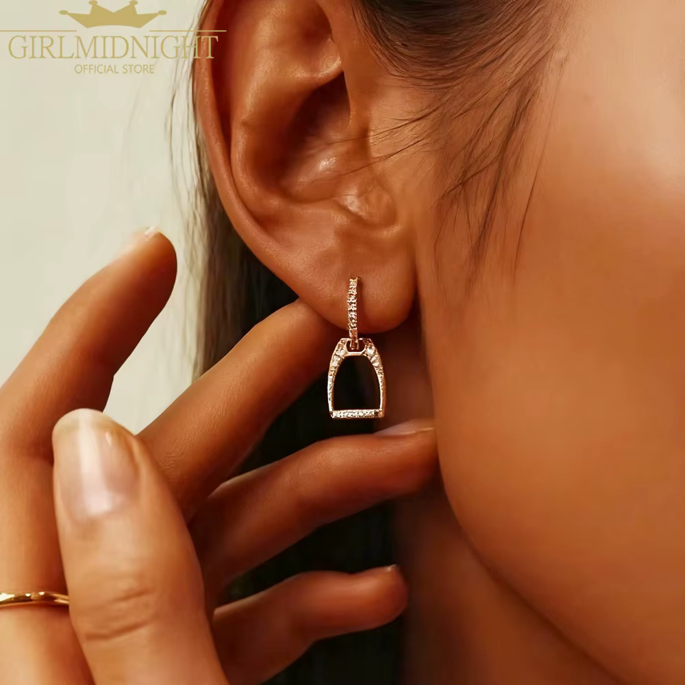 2025 haute qualité 100% 925 argent Sterling cheval bijoux Simple équestre cheval amant cerceau boucle d'oreille pavé Mini CZ balancent boucle d'oreille