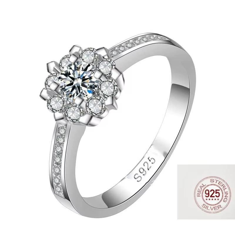 Bague classique de luxe en argent Sterling 925 pour femmes