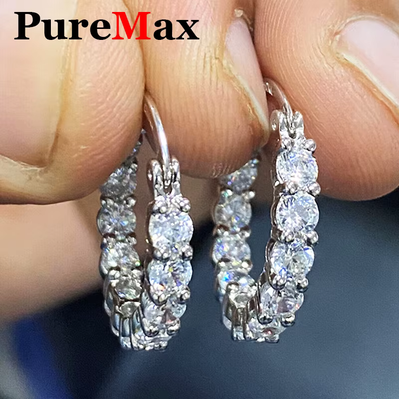 Boucles d'oreilles de fiançailles de luxe en diamant Moissanite pour femmes