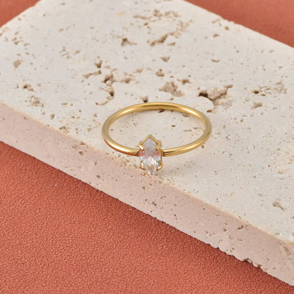 Bague géométrique en acier inoxydable pour femmes