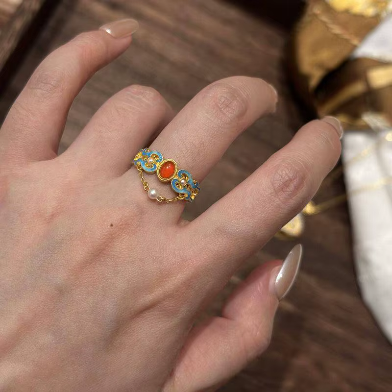 Bague en perles de style palais Vintage