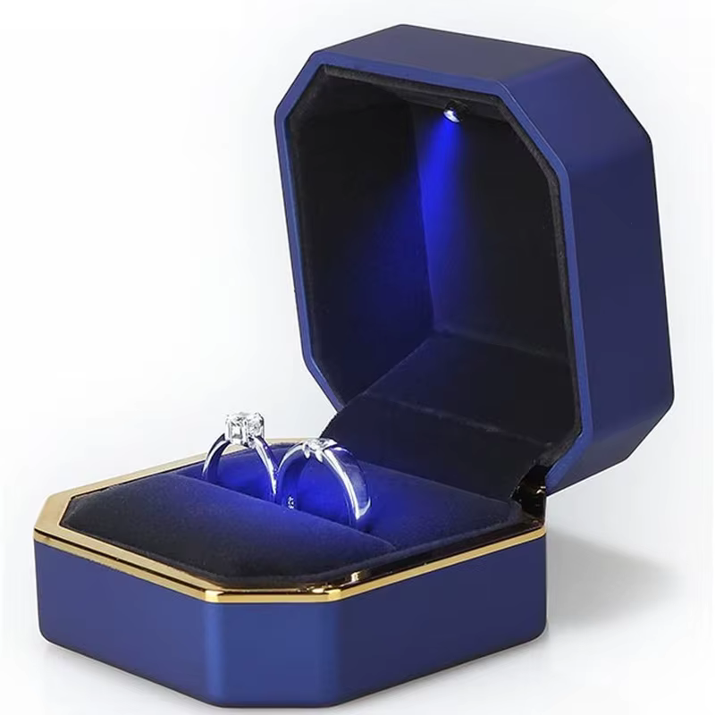 Boîte à bijoux LED en velours de luxe avec lumière