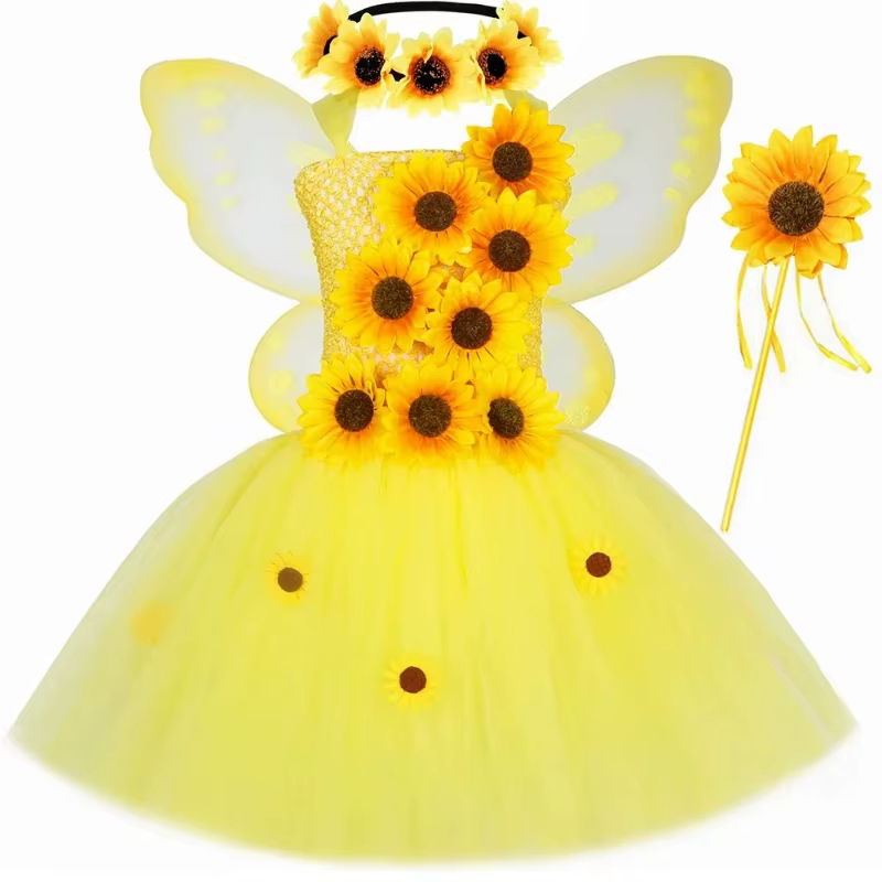 Robe Cosplay féerique tournesol pour filles