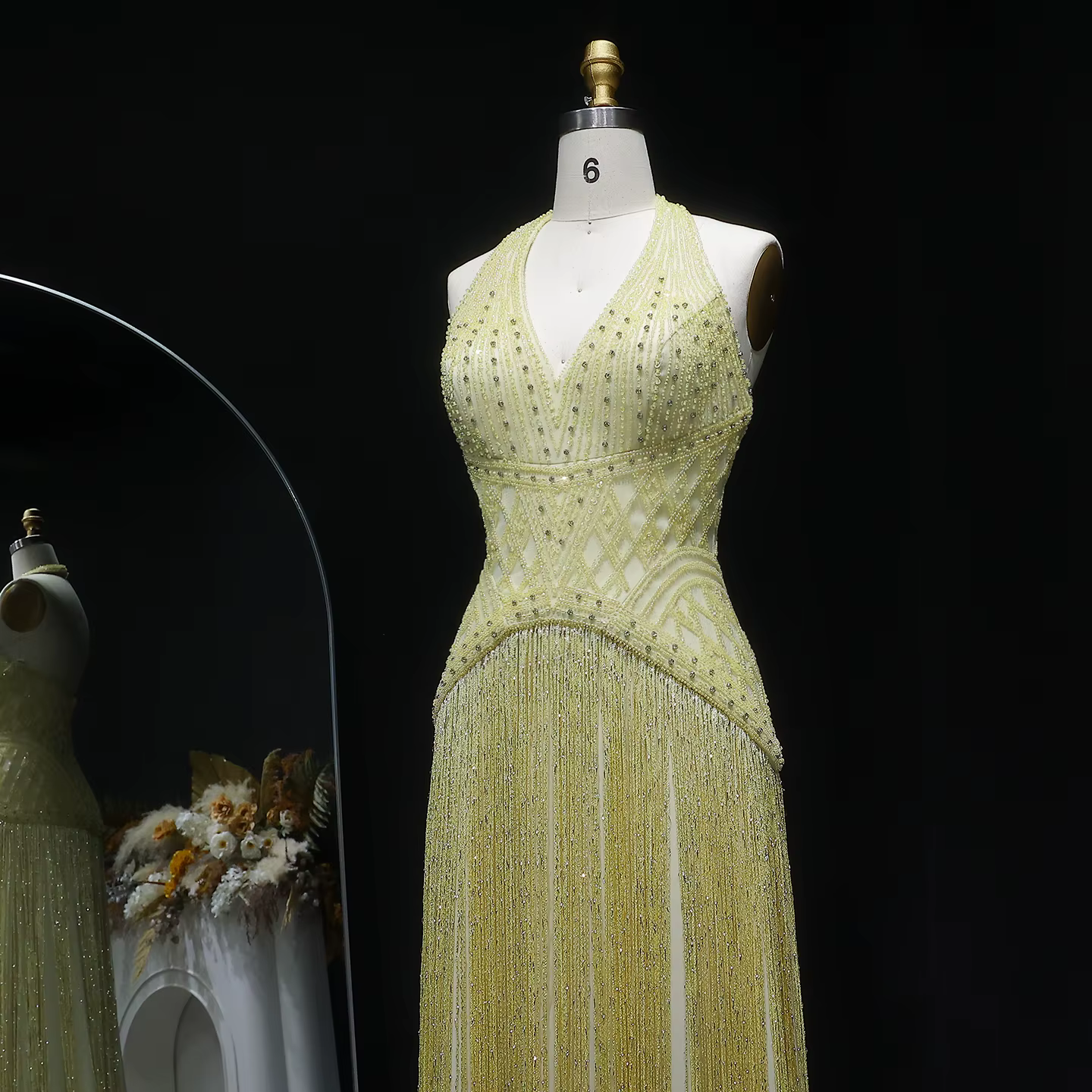 Robe de soirée sirène élégante jaune Sharon Said