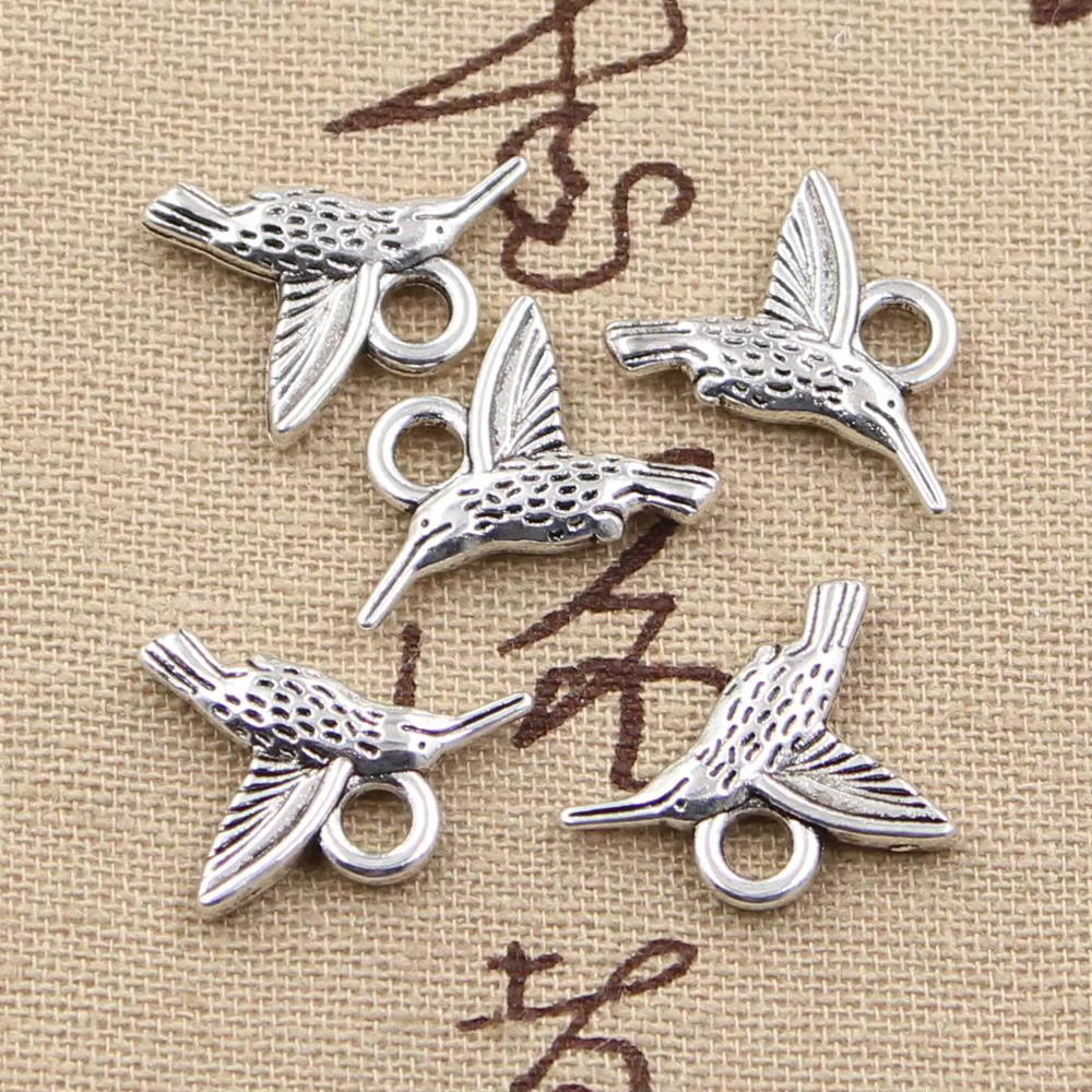 Breloques en forme d'oiseau colibri 19x15mm