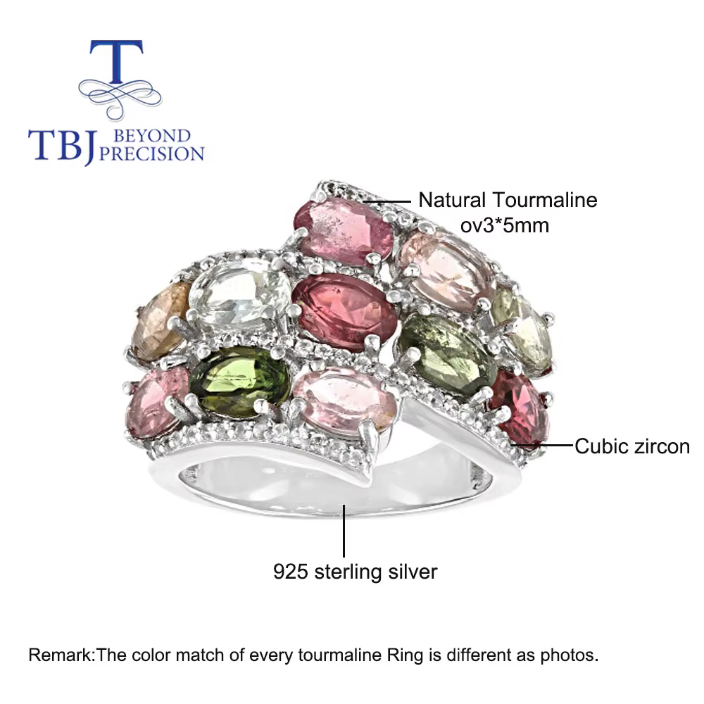 Bague en tourmaline multicolore pour femme