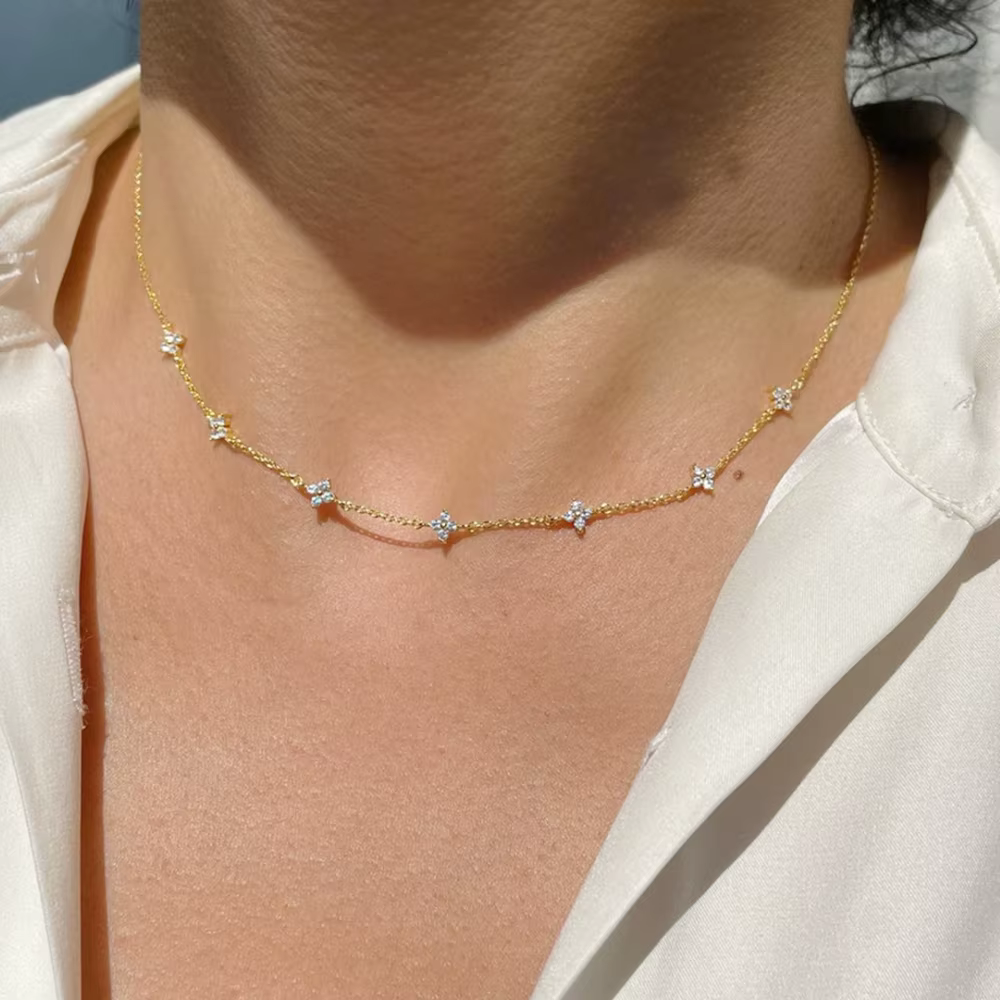 Colliers en acier inoxydable et Zircon pour femmes