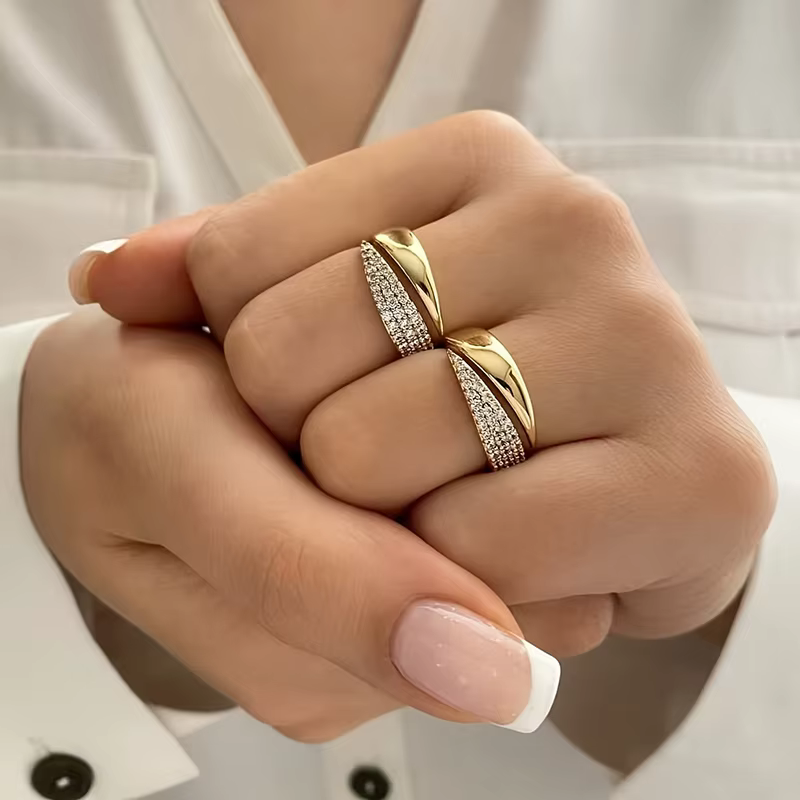 Huitan – bagues ouvertes délicates et brillantes pour femmes