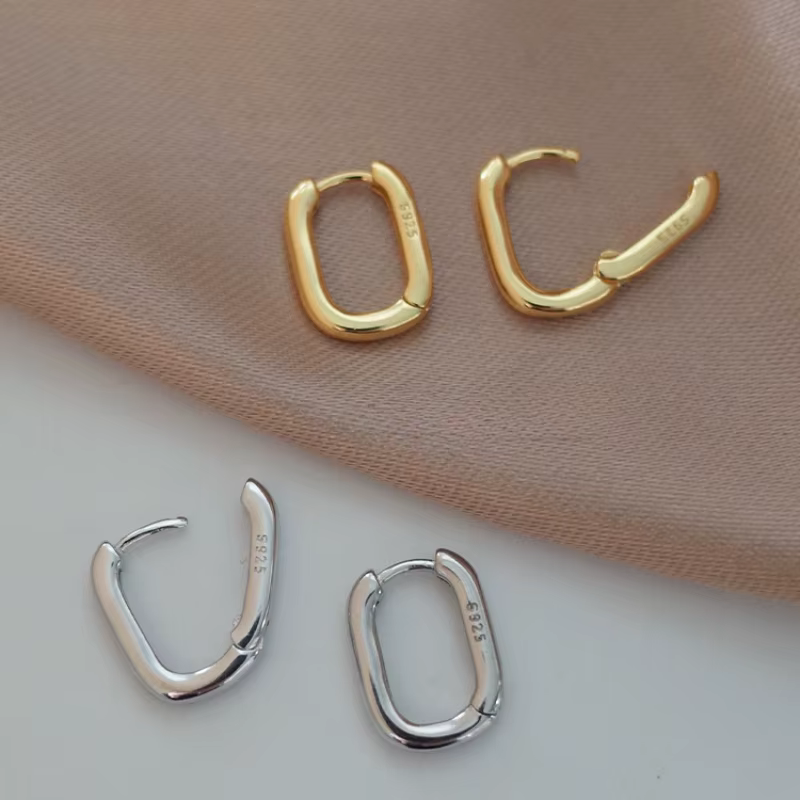 Boucles d'oreilles en argent Sterling 925 U Ellipse, tempérament Simple, exquis, Sexy, bijoux cadeau pour femmes