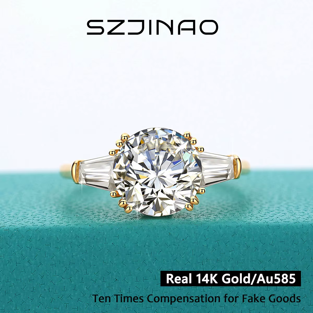 Bague en diamant Moissanite 9mm