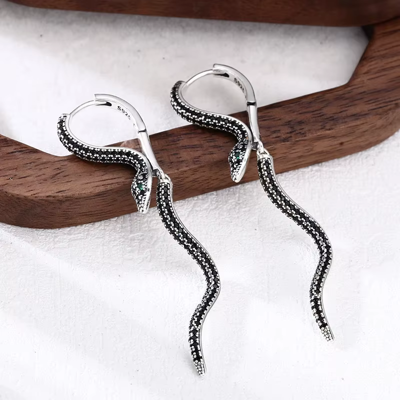 Boucles d'oreilles carrées Vintage en argent Sterling 925 pour femmes