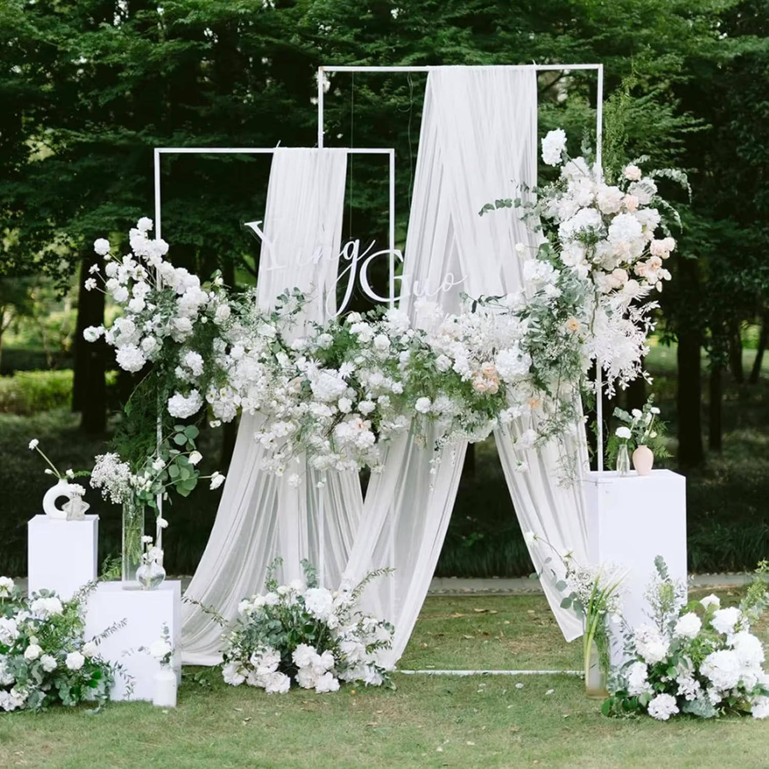 75 cm X 6 M blanc mariage Tulle arc drapé tissu toile de fond 28.7 "X 20FT pure rideaux