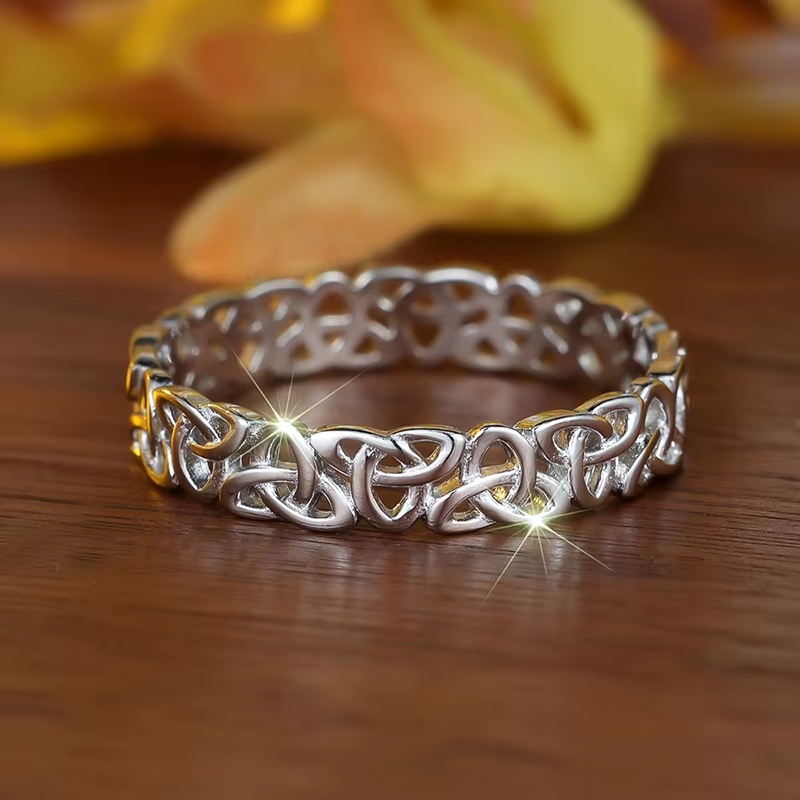 Huitan – bagues à nœud celtique couleur argent pour femmes